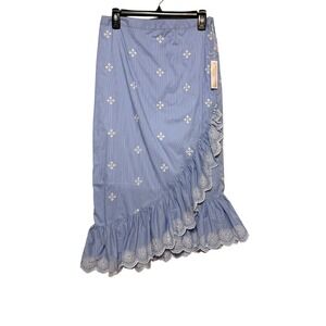 NWT Cottagecore Emboridered Lace Ruffle Prairie Midi Skirt Women Size S Romantic